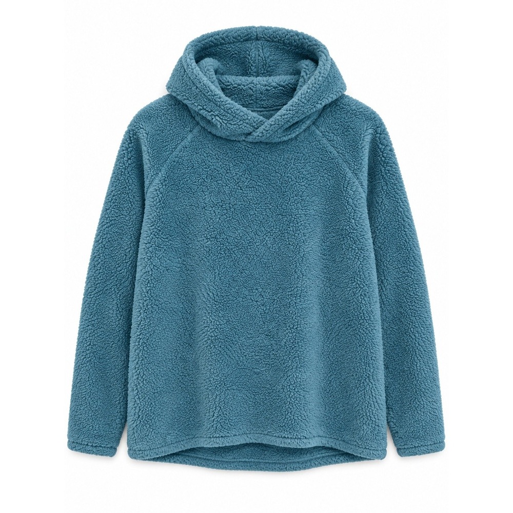 Eddie Bauer Teddy Fleece Hoodie Womens XL Winter Gorpcore Cabincore Blue Green